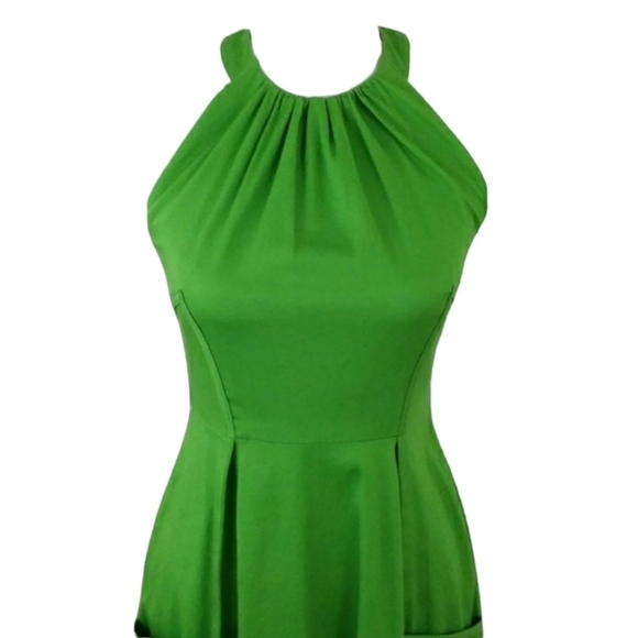 Jessica Simpson~Size 2~Green Halter Dress Fit and Flare, Backless, Pockets. - Picture 5 of 11